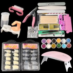 Ferramentas de unhas profissionais Conjunto de esmaltes de acrílico em pó de acrílico com lâmpada de unhas unhas art kit completo salão home salon diy unhas arte ferramentas