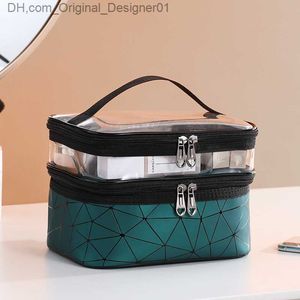 Borsa per trucco trasparente a doppio cambio multifunzionale Borsa da donna Makeup Box Women Capacity Makeup Organizzatore Organizzatore di bellezza Z230815