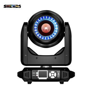 Shehds 160W LED Moving Head High Color Temperatur Spotlight med ringroterande gobo för DJ Disco Wedding Stage Light Effect