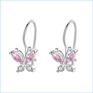 Hoop Huggie Sparkling Crystal Cute Butterfly Earrings 925 Sterling Sier Small For Kids Baby Girls Children Jewelry 1227 Q2 Drop Deli Dhu8K