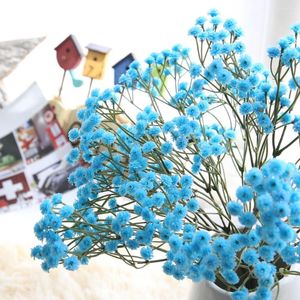 Dekorativa blommor konstgjorda med vas Silk Baby's Breath Floral Wedding Bouquet Party Decors Dried Wild