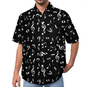 Men's Casual Shirts White Music Notes Blouses Man Note Worthy Print Hawaiian Short Sleeves Custom Trending Oversize Vacation Shirt