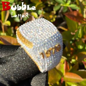 Wedding Rings Bubble Letter Custom Ring for Men Full Iced Out Cubic Zirconia Personalized Name Finger Charm Hip Hop Jewelry 230814