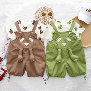 Clothing Sets New Summer Children Fashion Clothing Boy Girl casual clothes cartoon Overalls pants 2Pcs Infant Casual Clothes Toddler Tracksuit