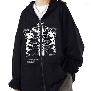 Erkek Hoodies Moda Zip Hoodie Koyu İskelet Sweatshirt Fermuarlı Grafik Baskılı Kapşonlu Hip Hop Y2K Erkek Ceket