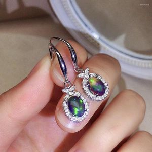 Brincos de balanço da África Natural Black Opal for Party 6mm 8mm Drop Brilliant Drop Fashion 925 Silver Jewelry