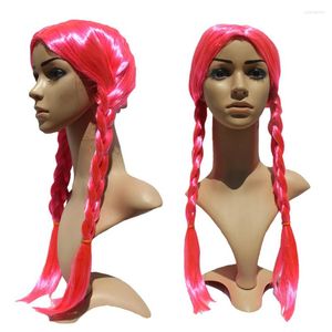 Forniture per feste Halloween Costumi Principessa Cosplay Testaggio Red Treids Anime Ladies Long Hair Accessori per capelli lunghi