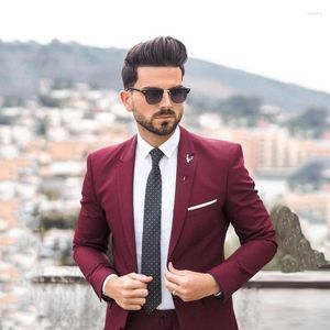 Abiti da uomo uomini d'affari bordeaux per matrimonio per uomo casual giacca da smoker blazer 2 pari di costume slim fit homme