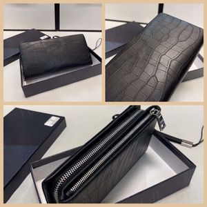 Black Alligator Designer Bags First Layer Cowhide Leather Handbags Men's Card Pouch Luxury Designers Bag Business Artwork Envelope Top Quality Wallet