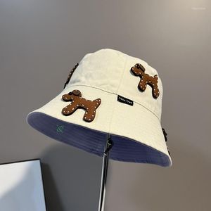 Beretti Cappello a doppia faccia da cartone animato Donne Spring and Summer Fisherman Tide versione coreana ogni secchio