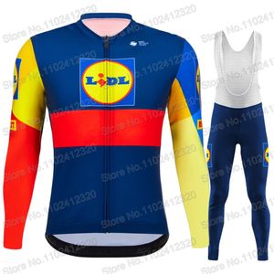 Cycling Jersey Sets Rompers Team Cycling Jersey Set Men Long Sleeve Winter USA Cycling Clothing Suit MTB Bike Road Pants Bib Ropa Ciclismo 230812