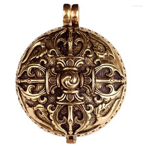 Pendant Necklaces Handmade Large And Small Brass Box Vintage Openable Necklace Round Men Women