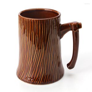 Muggar Creative Ceramic Stump Ax Mug 600 ml stor kapacitet hemmakontor kaffe dricka kopp