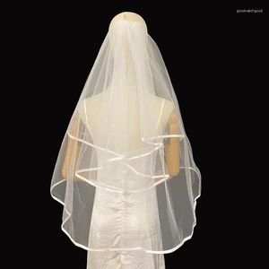 Bridal Veils Women's Medium-length White Wrapped Simple Section Veil Wedding Accessories Po Props