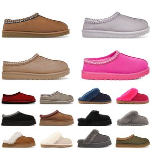 2023 Tasarımcı Tazz Sliders Terlik Avustralya Kabarık Platform Platform Terlikleri Tazz Slaytlar UG Scuffs Yün Ayakkabı Kış Boot Klasik Klasik Kadınlar Dış Ayakkabılar