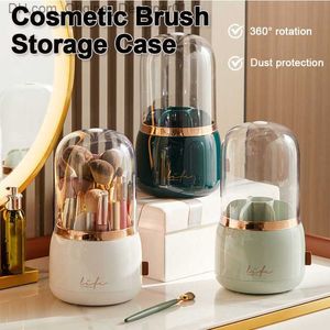 Desktop makeup storage box with lid dustproof and waterproof makeup organizer rotating makeup brush holder Z230815