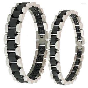 Braccialetti Link Bracciale magnetico per la salute in acciaio inossidabile in acciaio inossidabile nero Bracciale magnetico Germaniu per le donne amanti dell'amante