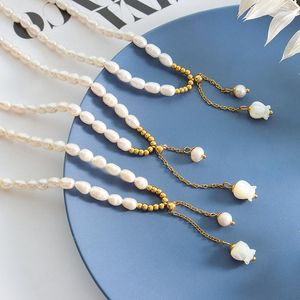 Colares pendentes jóias moda lírio lírio artificial colar de borla de pérola