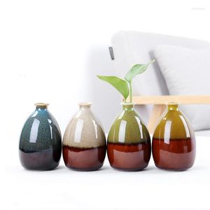 Vases Ceramic Modern Green Plant Creative Kiln Change Glaze Hydroponic Flower Bottle Home Decoration Furnishings Craft Ornaments