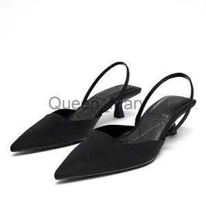 Klänningskor kvinnor skor sexiga höga klackar sommar kattunge klackar 5 cm mode spetsiga bröllopskor sandaler slingback damer klassiska pumpar 2023 j230815