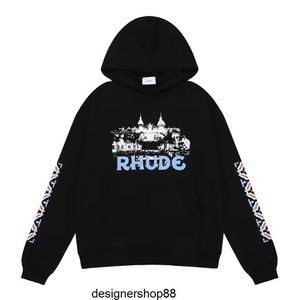 Rhode Shangjiu Moda Sonbahar ve Kış Yeni Küçük Kale Baskılı Pamuk Terry Erkekler Kadın Hoodie Sweater