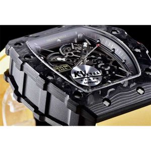 Högkvalitativ senaste lyxig armbandsur Richa Automatic Mechanical Hollow Out Watch Carbon Fiber RM35-02 Tape Ceramic Wine Barrel Fashion för Man Choser 4IVFPQ