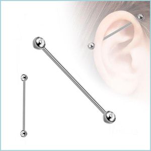 Stick 1pc Steel Industrial Earring Piercing Barbells Bar Sacaffold Ear Brosk Helix 14G Gold Sier Color Body Jewelry 1876 Q2 Drop de DHCMV
