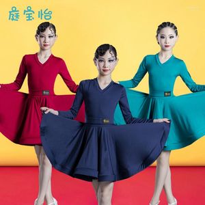 Stage Wear Girls' Latin Dance Big Swing Dress For Children's Professional Performance In Autumn Winter And Spring