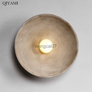 Wall Lamps Nordic Retro Wood Grain Wall Lamps For Bedside Study Dining Room Corridor Round Indoor Deco G4 Sconce Lights Fixtures AC90-260V HKD230814