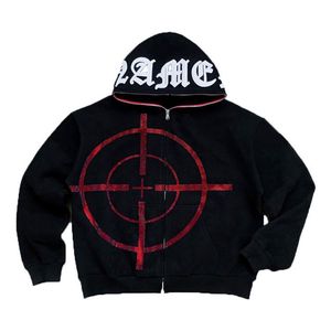 Herbst und Winter Europäische und amerikanische personalisierte Straßenstickstärkepullover Strickjacke High Street Casual Hip Hop Rap Reißverschluss Mantel Top Designer Kleidung