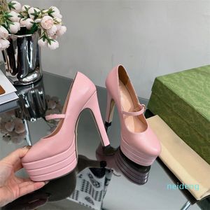 Tasarımcı -Bress Ayakkabı Lüks Klasikler Toka Deri Su Geçirmez Platform Topuk Son Stil Pompaları 14cm Yüksek Topuklu Parti Düğün Kadın Ayakkabı