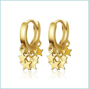 Hoop Huggie 2021 Moda Simples Gold Gold Sier Color Star Brincos para mulheres Personalidade Round Earings Jóias coreanas Orecchini Aretes 36 dhluc