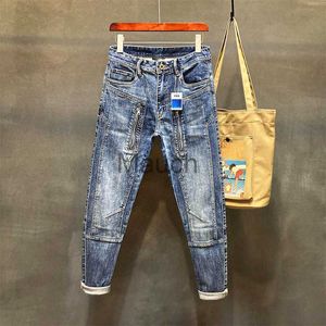 Jeans masculinos para homens harém rasgaram calças de cowboy de alta qualidade de alta qualidade buggy buggy punk bot bot cut vintage rasgou calças retro lavadas l j230814