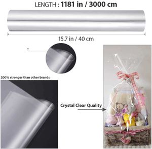 Gift Wrap Clear Cellophane Wrap Roll Thicken Transparent Long Film Gift Wrappings for Flowers Craft Bouquet Basket Packing Paper Wrapping R230814