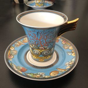 Mugs Conch Bone China Cup With Saucer Sea World Teapot Porcelain Milk Jar Sugar Pot Europe Home Decor Kitchen Tableware Luxury Gifts 230815