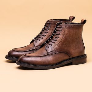 Boots Real Leather Men s Ankle Casual Business Shoes Luxury Genuine Elegant British Style Designer Wedding Social 230814