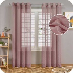 Kurtyna 300 cm Wysokość Moder Silna kolor sypialnia okno Sheer Curtains Faux Linen Tiulle Salle Drape R230815