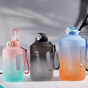 Sport Water Bottle Reminder Silicone With Straw Water Bottle Items Fitness Big Bottles 1500ML / 2300ML / 3800ML