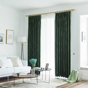 Curtain Luxury Green Turquoise Velvet blackout curtains for living room bedroom window Solid Grey Purple thermal drapes curtain