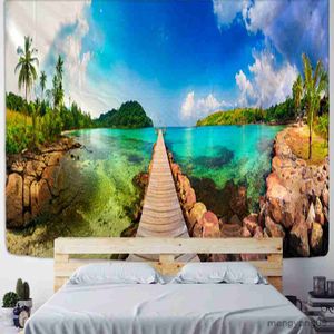 Tapestres paisagem pintura de tapeçaria parede pendurada colorida cenário natural de viagem Mattress Studio Sala de estar Decoração de arte R230815