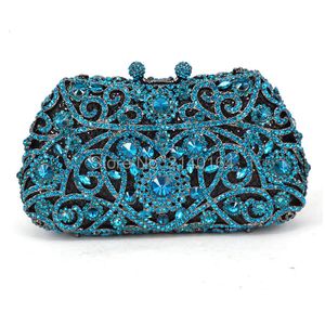 Kvällspåsar Fashion Aquamarine Diamond Crystal Luxury Clutch Bag Blue Handmade Stylish Evening Party Purse Sacoche Pochette Prom Handbag 093 230814