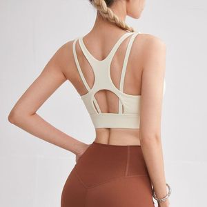 Yoga Outfit Fitness Back Tops Sports In biancheria intima Shock Running Zipper Bra Essiccamento rapido Tank Tank Gym Workout