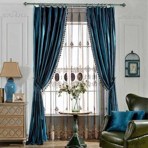 Vorhang Luxus europäische dicke blau lila graue Samtmilde Einheitliche Blackout -Fensterbehandlung Vorhänge für Wohnzimmer Schlafzimmer Home Dekoration R230815