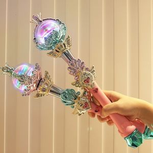 LED Light Sticks Lysande leksaker Electric Lights Music Girl Children's Hand Hold Starry Sky Magic Wand Scepter Plastic Princess Queen Play Roll Toy 230814