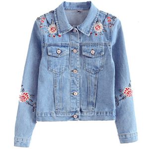 Jaquetas femininas flor bordado clássico solto comprimento jeans jaqueta reta denim mulheres meninas longo casaco moda y098 230815