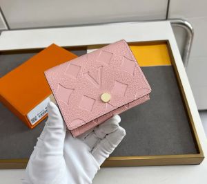 Modedesigner Brieftaschen Luxus Frauen Kurzbörsen geprägte Blumenbuchstaben Kreditkartenhalter Ladies Plaid Geldkupplung mit Originalbox Hochqualität