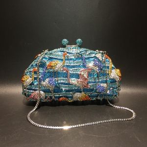 Sacos de noite Xiyuan Mulheres Cristal Pedras Sacos Azul Festa Bolsa Bolsa De Embreagem De Casamento Bolsa Diamante Embreagens Nupciais Bolsas 230814