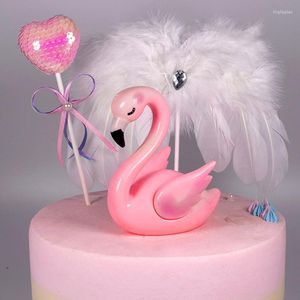 Bakeware Araçları Pembe Flamingo Kek Dekorasyonu Akrilik Topper Doğum Günü Partisi Düğün Tatlı Anneler Günü Hawaii Dekoru