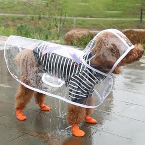 Dog Apparel Eco-friendly Pet Raincoat Snap Button Design Transparent Clothes Adjustable Soft Rainwear Rain Gear Supply