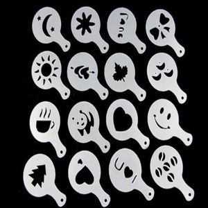 16Pcs/set Coffee Milk Cake Cupcake Stencil Template Mold Coffee Barista Tools Pbpnn